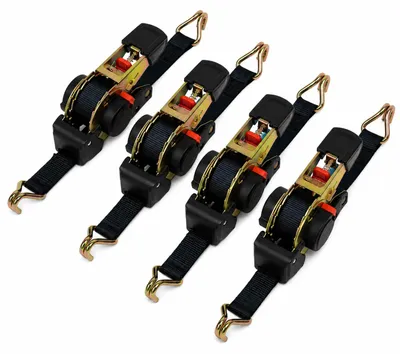 Produktbild von 4 er Set Automatik Ratschenspanngurt Zurrgurt 3m x 25mm 320/640 daN selbstaufrollend mit Spitzhaken