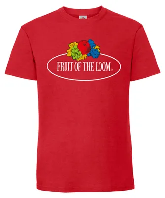 Produktbild von Fruit of the Loom Ringspun Premium T-Shirt mit Vintage-Logo auf der Brust Farbe: rot - Vintage-Logo groß Größe: XL