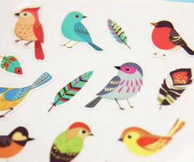 Produktbild von Aufkleber - Bunte Vögel - 1,8 cm