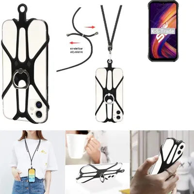 Produktbild von K-S-Trade 3in1 Handykette Handyband Handykordel Halsband Smartphone-Ring Handy-Ring kompatibel mit Ulefone Armor 11 5G Fingerhalterung Handyring