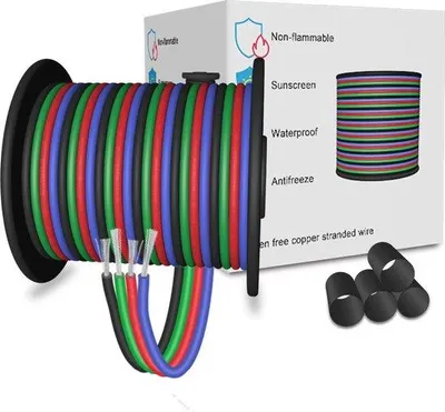 Zdjęcie produktu dla Kabel LED 4-żyłowy 22 AWG do taśmy RGB – przedłużacz i przewód