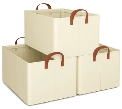 Image de Lot de 3 boîtes de rangement pliables avec poignées