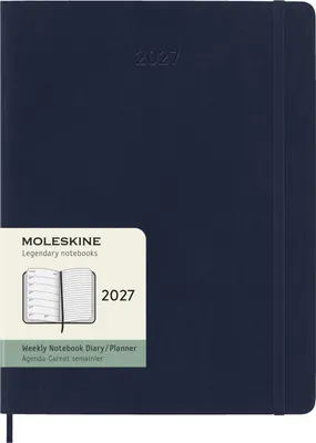 Produktbild von Moleskine 12 Monate Tageskalender 2027, XL, 1 Tag = 1 Seite, rechts linierte Seite, Weicher Einband, Saphir