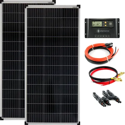 Produktbild von Solar Set 12V 2x100 Watt Solarpanel 20A Laderegler Solaranlage Garten Camping PV