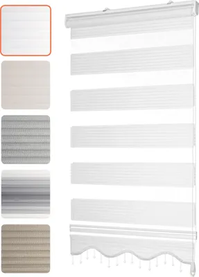 Produktbild von Duorollo ohne Bohren Alpinaweiß 110x200cm Fenster Rollos mit Perlen Klemmfix Gardinen mit Volant Jalousien