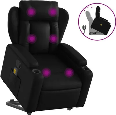 Produktbild von Massagesessel mit Aufstehhilfe Schwarz Kunstleder