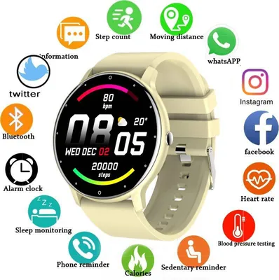 Produktbild von Smart Watch Voll Touchscreen Sport Fitness Uhr Ip67 Wasserdicht Bluetooth Für Android Ios Männer Frau Smartwatche,Gelb,