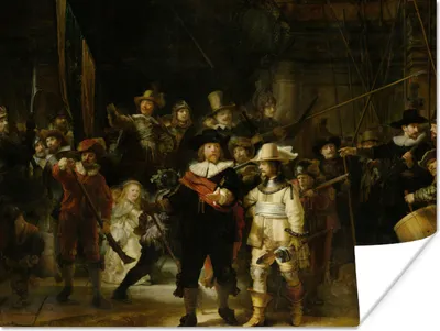 Produktbild von MuchoWow® Poster Die Nachtwache - Kunst - Alte Meister - Rembrandt 120x90 cm - Wandbild