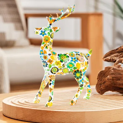 Produktbild von Hirschskulptur Dekoration, Einweihungsgeschenk, Schreibtischdekoration, Büroschlafzimmer vertikal bunt
