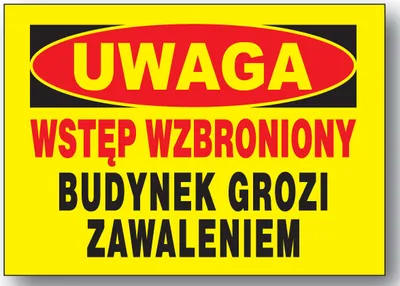Zdjęcie produktu dla BTO-57 tablica budowlana BUDYNEK GROZI ZAWALENIEM
