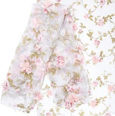 Immagine prodotto di Tessuti floreali setosi - Chiffon rosa - Motivi floreali selezionati - Per abbellire i capi - Di alta qualità - Larghezza 140 cm - Tonalità di rosa