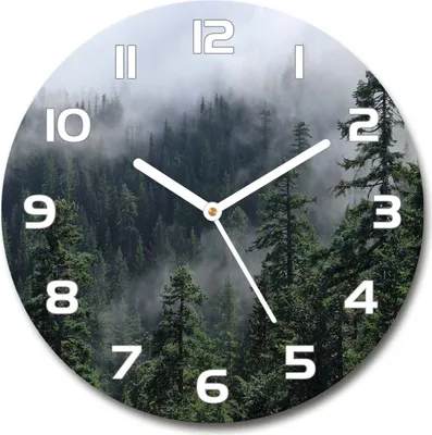 Produktbild von Wanduhr aus Glas 30fi Glasbild Glasuhr Gehärtetes Glas - weisse-zeiger - Forest fog