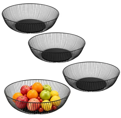 Metall Obstschale 4er Set Schwarz 28x7,5 cm Modern
