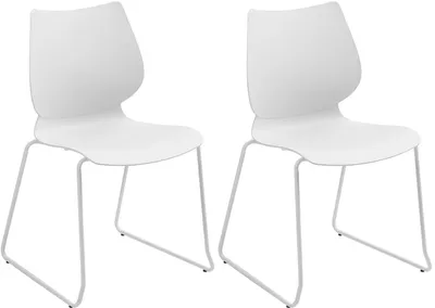 Produktbild von CLP 2er Set Stapelstühle Houma mit Lehnen Metallgestelle bis 135 kg belastbar weiß, KI-generiertes Bild
