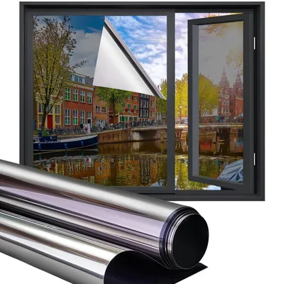 Productafbeelding van Raamfolie zonwerend - Spiegeleffect - 60 x 200 cm - Statisch - Zilver