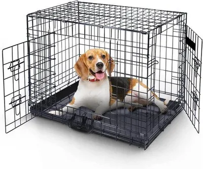 Image de Cage pour chien - Cage de transport - Cage de voyage - Noir - Plastique