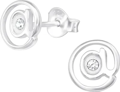 Produktbild von 925 Sterling Silber Ohrstecker @-Zeichen mit Kristall