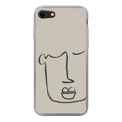 Produktbild von MuchoWow® Handyhülle Schutzhülle Hülle für iPhone 7 Gesicht - Abstrakt - Strichzeichnung Silikon Softcase Handy Hülle - Kartenhalter
