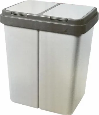 Produktbild von Alpfa Duo Bin Mülleimer mit 2 Einsätzen, 2x25 Ltr., weiß-grau, Abfalleimer, Abfalltrenner