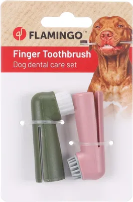 Produktbild von Flamingo Dentes – 2er-Set Fingerzahnbürsten für Hunde & Katzen – 1,7 × 2,5 × 6 c