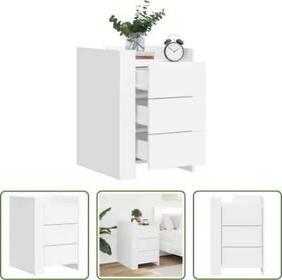 Produktbild von The Living Store Nachttisch Weiß 45x50x65 cm Holzwerkstoff