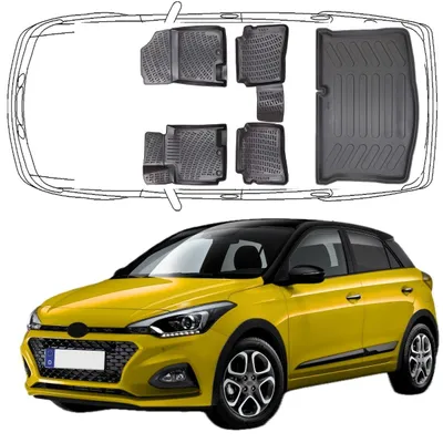 Produktbild von 3D Auto Fußmatten & Kofferraumwanne Set Kompatibel mit Hyundai i20 2.Gen Typ GB 2014-2020
