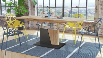 Produktbild von Grand Noir Couchtisch ausziehbar höhenverstellbar 120-180cm in Eiche Gold - Anthrazit matt modern vielseitig Wohnzimmertisch Esstisch Beistelltisch Sofatisch platzsparend hochwertig Wohnzimmer