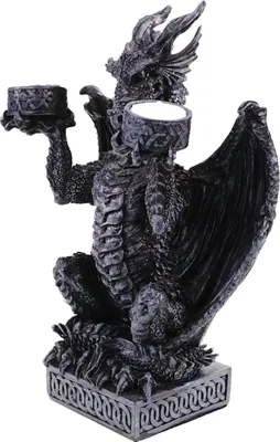 Produktbild von Kremers Schatzkiste Drachen-Kerzenhalter 20 cm Polyresin für 2 Kerzen Gothic