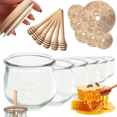 Produktbild von Weck Honiggläser mit Honigheber 580ml Set 6 Stück