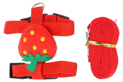 Produktbild von Kaninchengeschirr, Leine, Nylon, niedliche Erdbeerweste mit Edelstahlhaken für Haustierkaninchen, Chinchillas, S