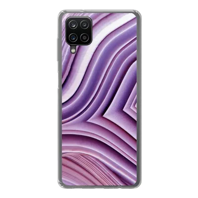 Produktbild von MuchoWow® Handyhülle Schutzhülle Hülle für Samsung Galaxy A12 Naturstein - Nahaufnahme - Weiß Silikon Softcase Handy Hülle - Bild