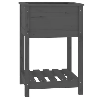Obrázok produktu pre vidaXL Kvetináč s policou sivý 54x54x81 cm Masívne borovicové drevo
