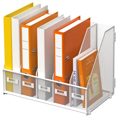 Immagine prodotto di Omgoods - Organizer per riviste con 5 scomparti verticali - Metallo bianco
