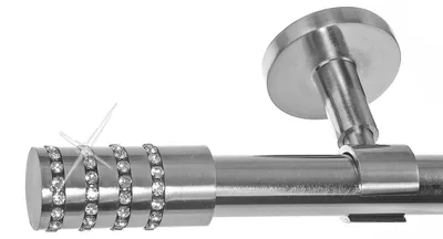 Produktbild von Edelstahl Look Gardinenstange 20mm Deckenträger 1-läufig Kristall Zylinder, Länge wählbar D31 E39 R