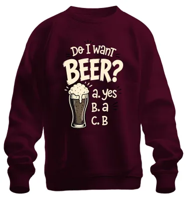 Obrázok produktu pre Chcete si kúpiť tričko s nápisom "BEER", "B Bierglas", "Lustig Saufen" a motívom ""? Je to pulóver, farba: bordová, veľkosť: L
