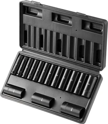 Zdjęcie produktu dla SucceBuy Zestaw nasadek udarowych z napędem 3/8 cala, 15-częściowy zestaw głębokich nasadek metrycznych 8-22 mm, 6-punktowa stal stopowa Cr-Mo do naprawy samochodów, wyraźne oznaczenia rozmiarów