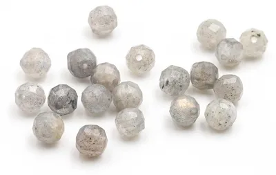 Produktbild von Vintageparts facettierte Perlen Labradorit grau 4 mm, 20 Stück