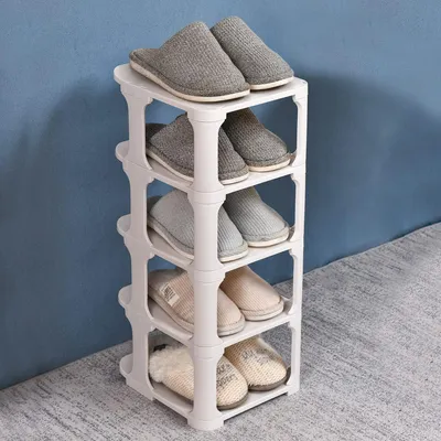 Immagine prodotto di Scaffale per scarpe in plastica, bianco, salvaspazio, espandibile, dimensioni 9.6 x 10.4 x 23 pollici