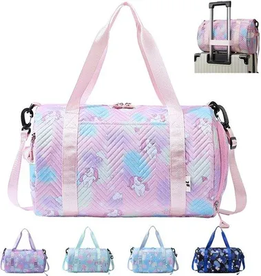 Produktbild von Schnelleinkauf - Reisetasche für Mädchen 25L, Unicorn Wasserdichte Sporttasche, Wochenendtasche, Gym Bag mit Schuhbox und Moist Layer, ideal für Frauen und Kinder