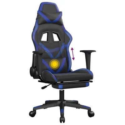 Immagine prodotto di Sedia da gaming vidaXL con funzione massaggio e poggiapiedi, in Pelle finta nera e blu