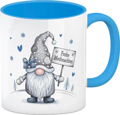 Produktbild von Weihnachtswichtel - Frohe Weihnachten Kaffeebecher in hellblau