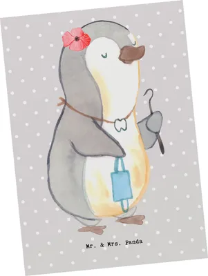 Produktbild von Mr. & Mrs. Panda Postkarte Zahnärztin Herz - Grau Pastell - Geschenk, Fotokarte, Ansichtskarte, Postkarten, Grußkarte, Ansichtskarten