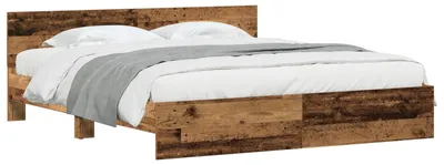 Produktbild von vidaXL Bettgestell mit Kopfteil mit Kopfteil Altholz 203 x 185 x 70 cm