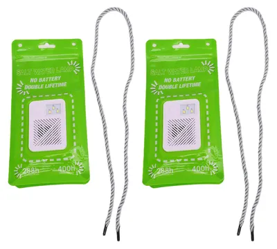 Produktbild von 2er-Set Salzwasserlampe – ohne Batterien, wiederverwendbare Notfall- und Überlebenslampe, 2 Leuchtmodi, 3 LEDs, 50 lm, Tasche mit Trageband