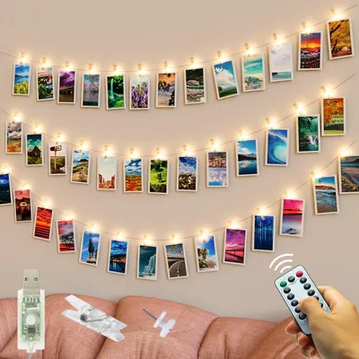 LED-Lichterkette 5 m, 50 warmweiße LEDs, USB, mit Fernbedienung