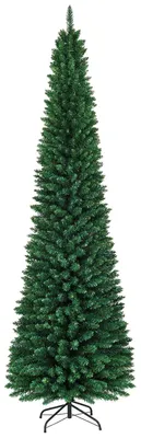 Zdjęcie produktu dla Sztuczne drzewko świąteczne, sztuczna choinka, wysokość 270 cm, wąska choinka, sztuczne drzewko dekoracyjne na Boże Narodzenie, z igłami PVC, kolor zielony