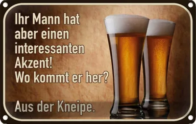 Produktbild von vianmo Blechschild 20x30 cm Bier ihr Mann kommt aus Kneipe Spruch Zitat
