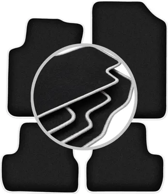 Produktbild von Fußmatten Automatten Velours Schwarz/Silber für Citroen C3 I 2002-2009 Set 4-tlg