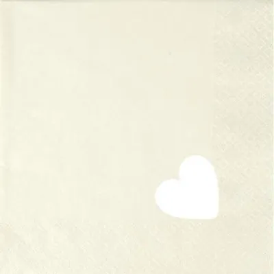 Produktbild von Servietten 25x25 cm - ausgestanzt - Punched Heart Pearl Effect ivory