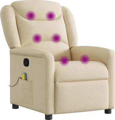 Image de vidaXL Fauteuil de massage Crème Tissu